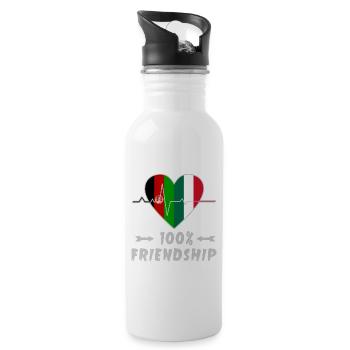 Afghanistan and Italy 100% friendship - Water bottle with straw - white - Right
