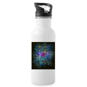 La magie de la fleur de lotus dans des couleurs magiquement belles - Gourde avec paille intégrée - blanc - Droite