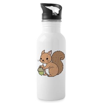 EIchhörnchen - Trinkflasche mit integriertem Trinkhalm - Weiß - Rechts