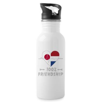 Japan and the Netherlands 100% friendship - Water bottle with straw - white - Right