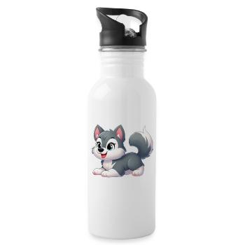 Wolf 15 - Water bottle with straw - white - Right