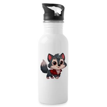 Wolf 4 - Water bottle with straw - white - Right