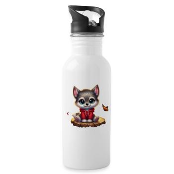 Wolf 10 - Water bottle with straw - white - Right