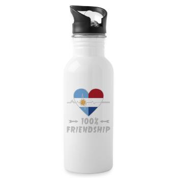 Argentina and the Netherlands 100% friendship - Water bottle with straw - white - Right