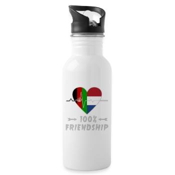 Afghanistan und Niederlande 100% Freundschaft - Trinkflasche mit integriertem Trinkhalm - Weiß - Rechts