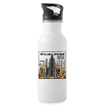 Auch Wolkenkratzer haben als Keller angefangen - Trinkflasche mit integriertem Trinkhalm - Weiß - Rechts