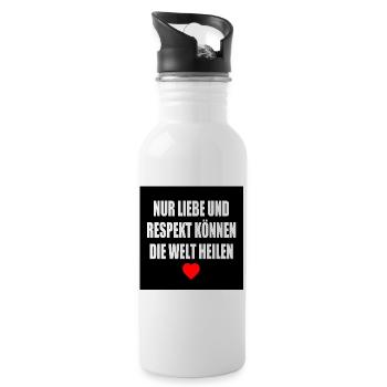 nur liebe und respekt können die welt heilen - Trinkflasche mit integriertem Trinkhalm - Weiß - Rechts