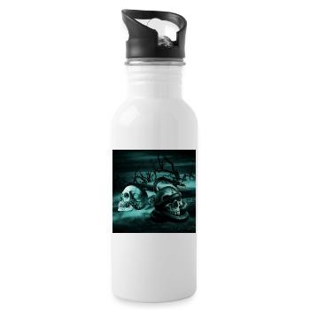 Schlange, Menschenschädel, dunkle landschaften - Trinkflasche mit integriertem Trinkhalm - Weiß - Rechts
