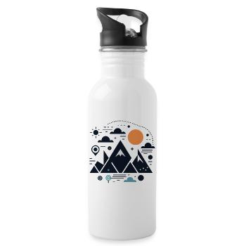 Gebirge - Trinkflasche mit integriertem Trinkhalm - Weiß - Rechts