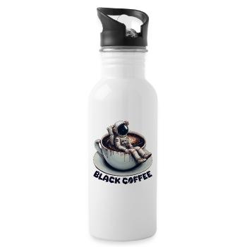 Schwarzer Kaffee Astronaut Tasse Galaxie Geschenk - Trinkflasche mit integriertem Trinkhalm - Weiß - Rechts