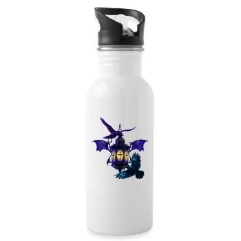 laterne, Kolkrabe, kreuze - Trinkflasche mit integriertem Trinkhalm - Weiß - Rechts