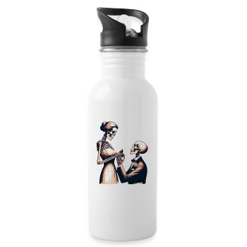 Hochzeit Skelett Parodie Design - Trinkflasche mit integriertem Trinkhalm - Weiß - Rechts