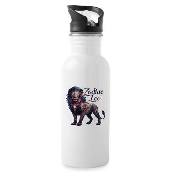 Zodiac Leo Sign | Majestic Celestial Lion - Water bottle with straw - white - Right