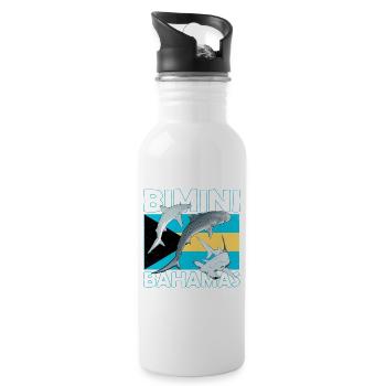 Bimini Bahamas Flagge - Trinkflasche mit integriertem Trinkhalm - Weiß - Rechts