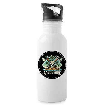 Abenteuer Skull Insel Patch - Trinkflasche mit integriertem Trinkhalm - Weiß - Rechts