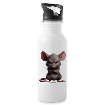 Ratte grimmig 2 - Trinkflasche mit integriertem Trinkhalm - Weiß - Rechts