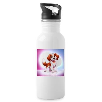 Brittany Spaniel 4 - Water bottle with straw - white - Right