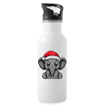 Mammouth Noël mignon - Gourde avec paille intégrée - blanc - Droite