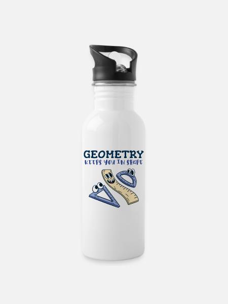 La géométrie vous maintient en forme - Humour mathématique amusant - Gourde avec paille intégrée - blanc