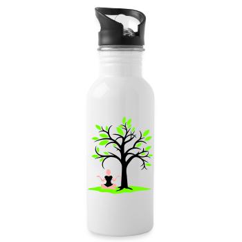 Méditation Sous l’arbre Forêt Transe Femme Médite - Gourde avec paille intégrée - blanc - Droite