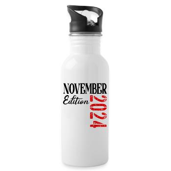 HAPPY 2nd BIRTHDAY NOVEMBER 2024 - Water bottle with straw - white - Right