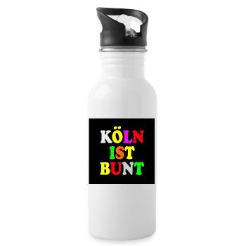 Köln ist bunt - Trinkflasche mit integriertem Trinkhalm - Weiß - Rechts