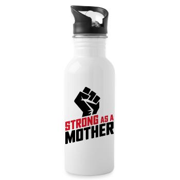 Strong as a Mother - Water bottle with straw - white - Right
