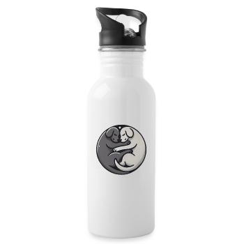 YinYang Sleeping Dogs Design - Water bottle with straw - white - Right