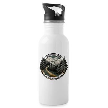 Wanderlust: We follow the path – Nature & Adventure - Water bottle with straw - white - Right