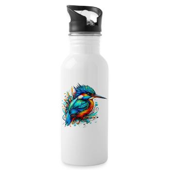 Eisvogel - Trinkflasche mit integriertem Trinkhalm - Weiß - Rechts