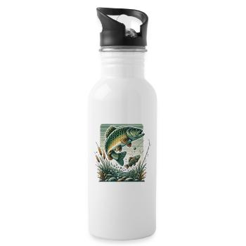 Graphique d’aventure de pêche vintage - Gourde avec paille intégrée - blanc - Droite