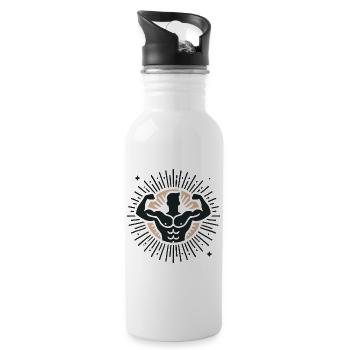 Stärke ist verdient Motivationsabzeichen - Trinkflasche mit integriertem Trinkhalm - Weiß - Rechts