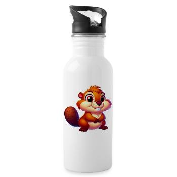 Bieber - Trinkflasche mit integriertem Trinkhalm - Weiß - Rechts