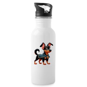 Pinscher 3 - Trinkflasche mit integriertem Trinkhalm - Weiß - Rechts