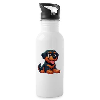 Rottweiller 3 - Trinkflasche mit integriertem Trinkhalm - Weiß - Rechts