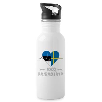 Estonia and Sweden 100% friendship - Water bottle with straw - white - Right