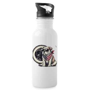 Éclipse solaire du bouledogue patriotique - Gourde avec paille intégrée - blanc - Droite