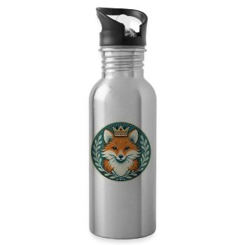 Königlicher Fuchs Abzeichen Majestätisches Tierdesign - Trinkflasche mit integriertem Trinkhalm - Lightsilver - Rechts