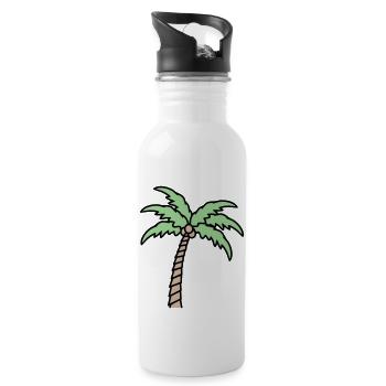 Palm Tree Island Tree Beach Holiday Coconut Sea Cool - Water bottle with straw - white - Right