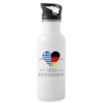 Greece and Germany 100% friendship - Water bottle with straw - white - Right