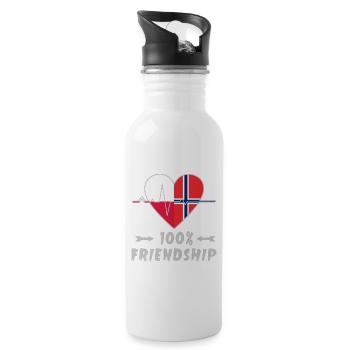 Polen und Norwegen 100% Freundschaft - Trinkflasche mit integriertem Trinkhalm - Weiß - Rechts