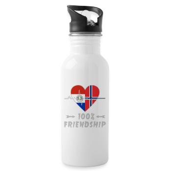100 % amitié entre le Paraguay et la Norvège - Gourde avec paille intégrée - blanc - Droite