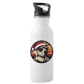 Labrador chien Noël cool - Gourde avec paille intégrée - blanc - Droite