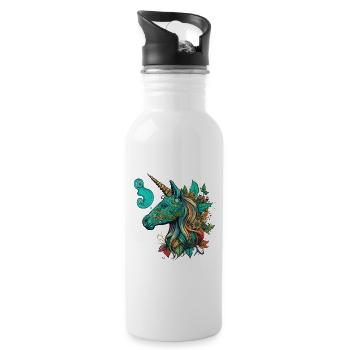 Psychedelic Unicorn : une fusion magique de cannabis - Gourde avec paille intégrée - blanc - Droite