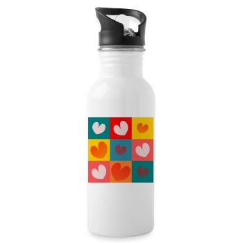 HEART. NOEL. CHRISTMAS. HEARTS. HEART. FATHER's DAY - Water bottle with straw - white - Right