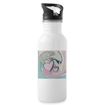 Two Hearts Love Friendship Connection - Water bottle with straw - white - Right