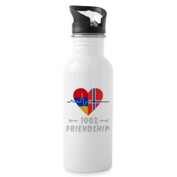 Armenia and Norway 100% friendship - Water bottle with straw - white - Right