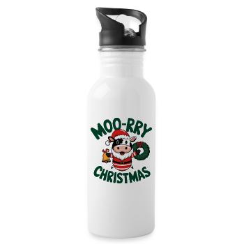 Vache festive Père Noël Design de Noël - Gourde avec paille intégrée - blanc - Droite