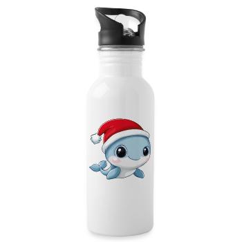 Baleine Noël Mignon Noël mignon Noël - Gourde avec paille intégrée - blanc - Droite
