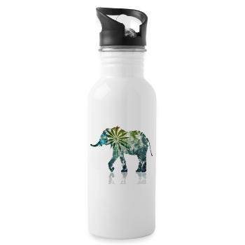 Künstlerische Intrige: Cool Weed Elefant Abstrakte Pos - Trinkflasche mit integriertem Trinkhalm - Weiß - Rechts